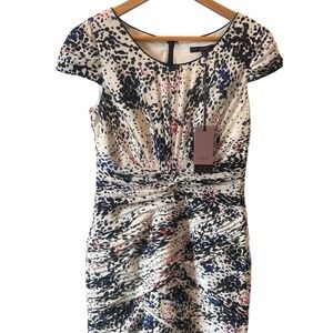 Coast Womens dress US Size 6 Short Pattern Ruched‎ White Black Blue Pink